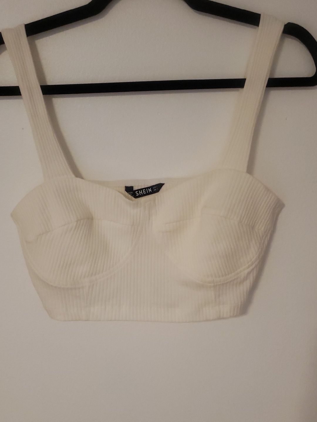 Shein Cream Ribbed Bustier Crop Camisole